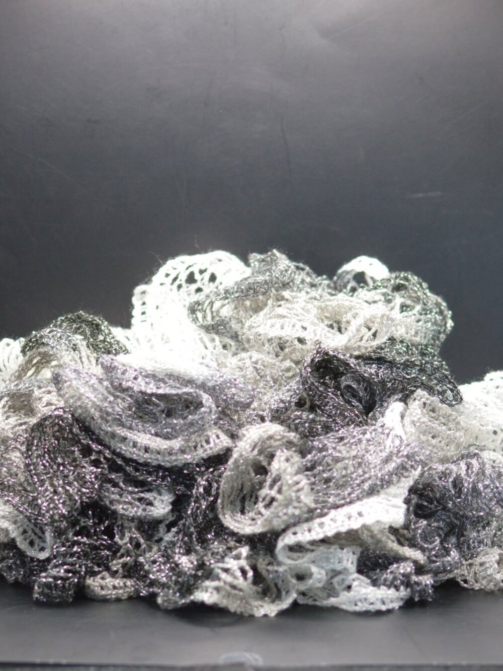 Homemade Black and Grey Ruffle Scarf